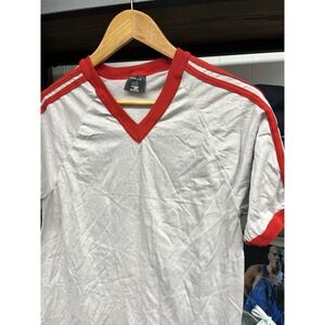 Vintage 1980s Sneakers Gray V Neck Blank T Shirt Size Large NOS